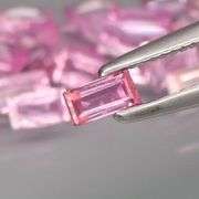 Baguette cut! 3.60ct set of Sapphires with candy pink hues!