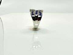 14 Kt. White Gold Plate 7 Cwt. Simulated Midnight Blue Sapphire Ring