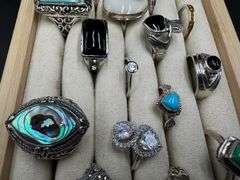 .925 Sterling Silver Curated 20 Ring Lot Various Sizes & Styles