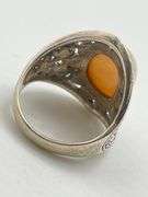 925 Sterling Silver White Bamboo Coral Set In Ornate Floral And Vine Design Ring