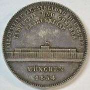 Impressive 1854 Bavaria 2 Thaler (3½ Gulden) Silver Crown Munich Industrial Exhibition in AU