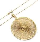 14kt Yellow gold Woven gold disk pendant on chain