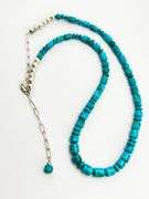925 Sterling Silver Southwestern Style Turquoise Bead And Silver Brads Necklace
