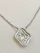 925 Sterling Silver Oval Shape Center Crystal Pendant With Doble Halo Design Necklace