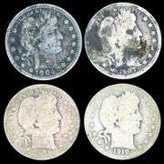 4 Different Barber Silver Quarters