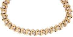 14kt Yellow gold round brilliant cut diamond S link bracelet