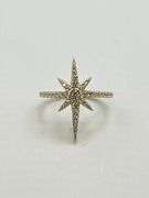 925 Sterling Silver Full Crystal Pave Starburst Ring