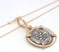 Atosha Treasure coin bezel set pendant on chain