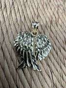 10k Yellow Gold Unique Angel Wings Heart Pendant Diamond Cut Charm