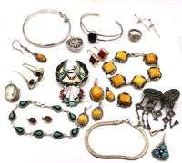 Big group lot of vintage 925 sterling silver mixed jewelry