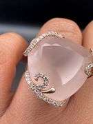 14K Rose Quartz Cocktail Ring of 16ct