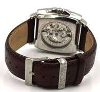 Kenneth Cole Tank Skeleton leather band watch