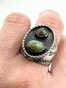 925 Sterling Vintage Natural Turquoise Silver Vintage Native American Featuring Crossed Arrows Stamp