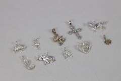 .925 Sterling Silver Charm Set Lot of 10 Charms/Pendants