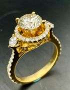 14K Yellow Gold Round Brilliant Cut Diamond Ring of 1.91ct