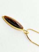 14KT Yellow Gold Filled Drop Tiger Eye Pendant Necklace