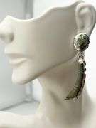 925 Sterling Silver Native American Navajo Drop Green Turquoise Earrings