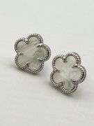 295 Sterling Silver White Mother Of Pearl Four Clover Motifs Earrings