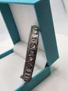 Old Fashion Sterling Silver Mine Cut Diamond Bangle Bracelet