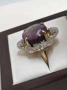 Very fine one Cabochon Ruby 18.65 CW and Sapphire ring in silver 14k gold plated