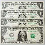 (4) Superb $1 2021 Star Replacement Notes Dallas-Consecutive!