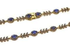 Fabulous 8.00CTW Oval Faceted Kyanite & 3.50CTW Diamond Necklace in14K Yellow Gold Over Sterling Sil