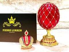 Ruby Fabergé Egg Style Trinket Box – Luxury Austrian Crystal & 24K Gold Decor