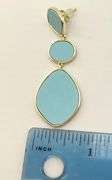 925 Gold Tone Sterling Silver Three Drop Blue Stone Earrings