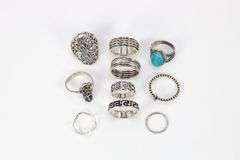 Sterling Silver Curated Ring Assortment Various Sizes & Styles (10 Ring Lot)