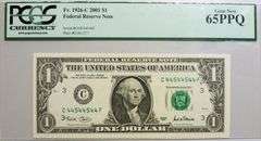 Superb $1 2001 Philadelphia Fancy Radar Number 44544544 PCGS 65 PPQ!