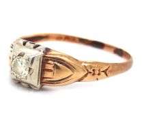 Vintage style 14kt yellow gold diamond ring