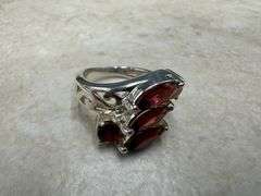 Sterling Silver Natural Gemstone Garnet Ring Size 6