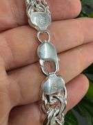 Sterling Silver 925 Heavy Double Curb 12mm Offset Cuban Chain Italy Necklace 24"