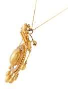 Vintage Victorian Multi Dangle Brooch Pendant Necklace in 14K