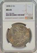 Gorgeous golden hue Gem BU 1898-O Morgan Silver Dollar. NGC MS65