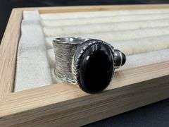 Sterling Silver Black Onyx Gemstone Cab Ring Size 10