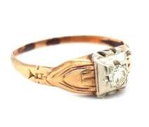 Vintage style 14kt yellow gold diamond ring