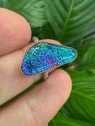 Sterling Silver 925 One of a Kind Dichroic Glass Ring Size 7