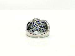 14 Kt. White Gold Plate 7 Cwt. Simulated Midnight Blue Sapphire Ring