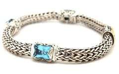 John Hardy wheaton chain blue topaz 3 stone bracelet