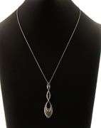 0.70ctw Pave Black and White Diamond Geometric Drop Pendant Necklace in 14K