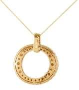 3.25ctw Pave Diamond Open Circle Pendant Necklace in 18K