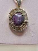 Extremely fine quality one Cabochon Ruby and Sapphire pendent in silver, GGA certfied