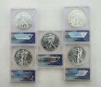 2021 (P)(S)(W) Type 1&2 Silver Eagle Coin Set Of 5, ANACS MS70