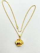 18KT Italian Yellow Gold Puffy Gold Fish Pendant With Twisted Curb Chain