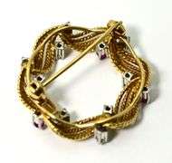 Pretty Estate 18K Ruby & Diamond Circle Brooch