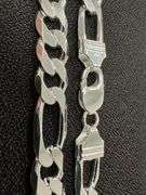 Sterling Silver Solid Figaro Link Chain 11.2mm 925 Italy Heavy Curb Necklace 24" Inch
