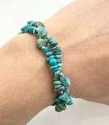 Vintage 925 Sterling Silver Double Strand Turquoise Chip Bracelet