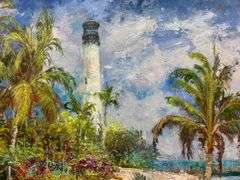 Coastal Lighthouse Original by Elizabeth Roma Elizabeth Roma Guiding Light in the Bay