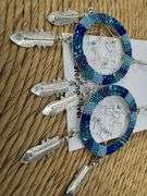 Original Handmade Mosaico Dream Catcher Dangle Earrings 925 Sterling Silver Mexico Artistic Jewelry